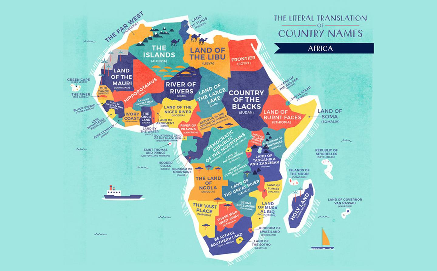 africa literal map country names