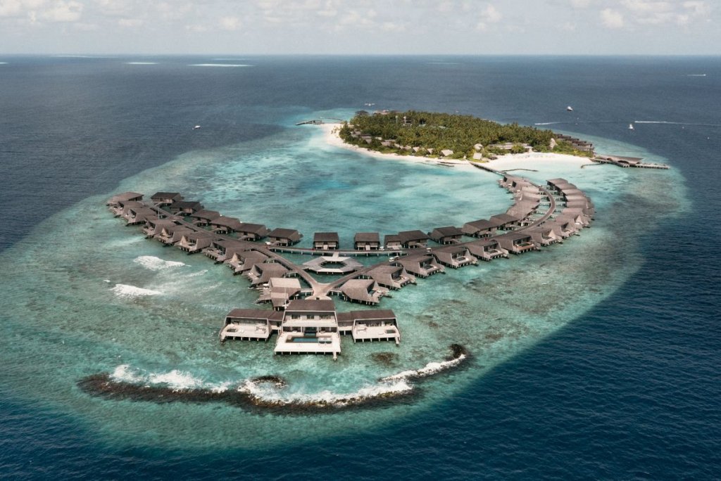 maldives st regis overwater villa drone