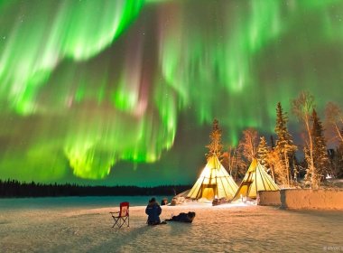 Aurora Village Yellowknife Northwest Territories Canada Aurora Borealis Northern Lights teepees
