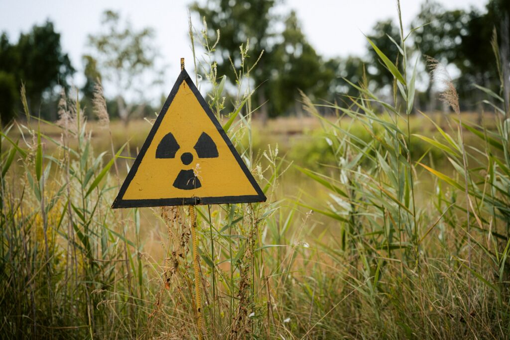 A radioactive sign at Chernobyl Exclusion Zone Ukraine
