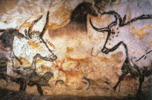 Lascaux painting Aurochs horses and deer painted on a cave