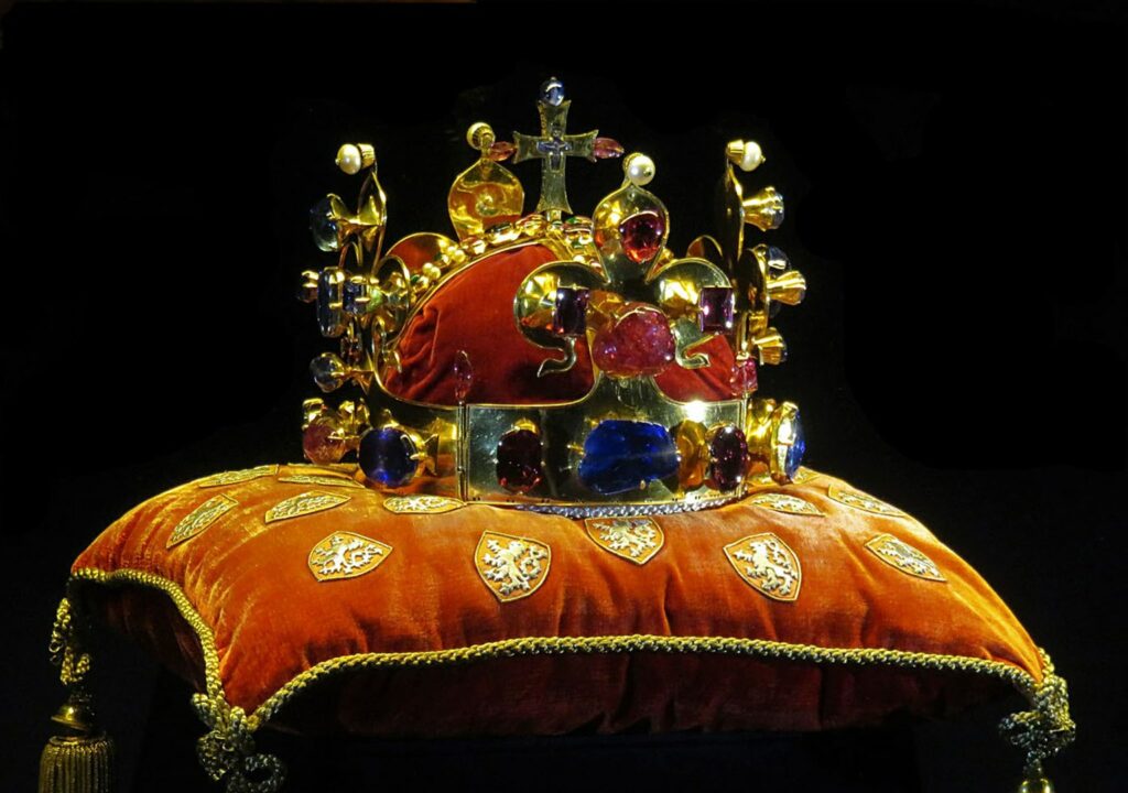 The original Crown of Saint Wenceslas during its exhibition in 2016